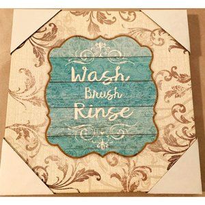 WASH BRUSH RINSE Wrapped Canvas Decor Sign Wall Door Hanging Home Accessories Ba